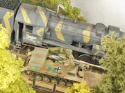 Diorama inspirowana fotografią czołgu Tygrys umieszczonego na platformie kolejowej stojącej na stacji Kopyczyńce na Ukrainie w czasie drugiej wojny światowej - foto nr 18