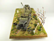 Diorama z plastikowym modelem niemieckiego transportera Sd.Kfz.9 Z Famo i żywicznym modelem naczepy do transportu ciężkich czołgów z Kassbohrer - foto nr 3